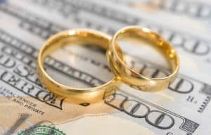wedding rings on cash