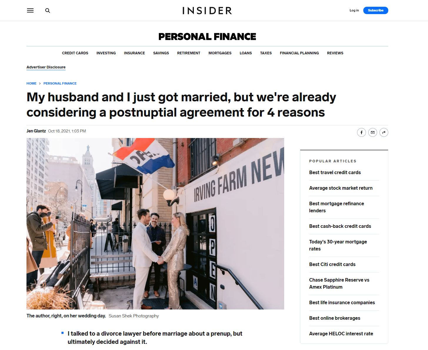 PRESS: My husband and I just got married, but we’re already considering a postnuptial agreement for 4 reasons